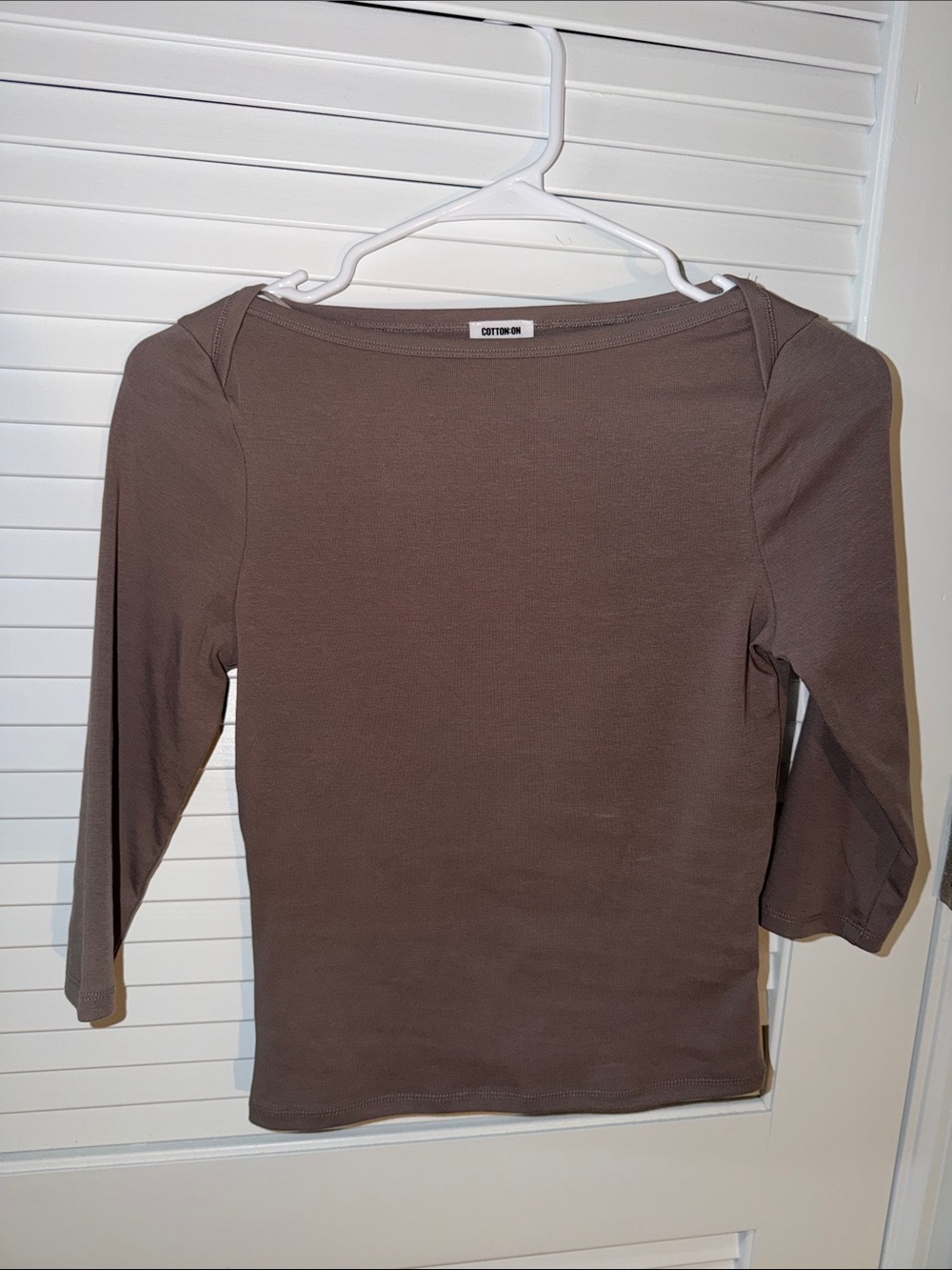 Cotton On Brown Boatneck 3/4 Sleeve Top